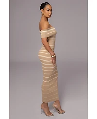 Jluxlabel Women's Off The Shoulder Striped Dress