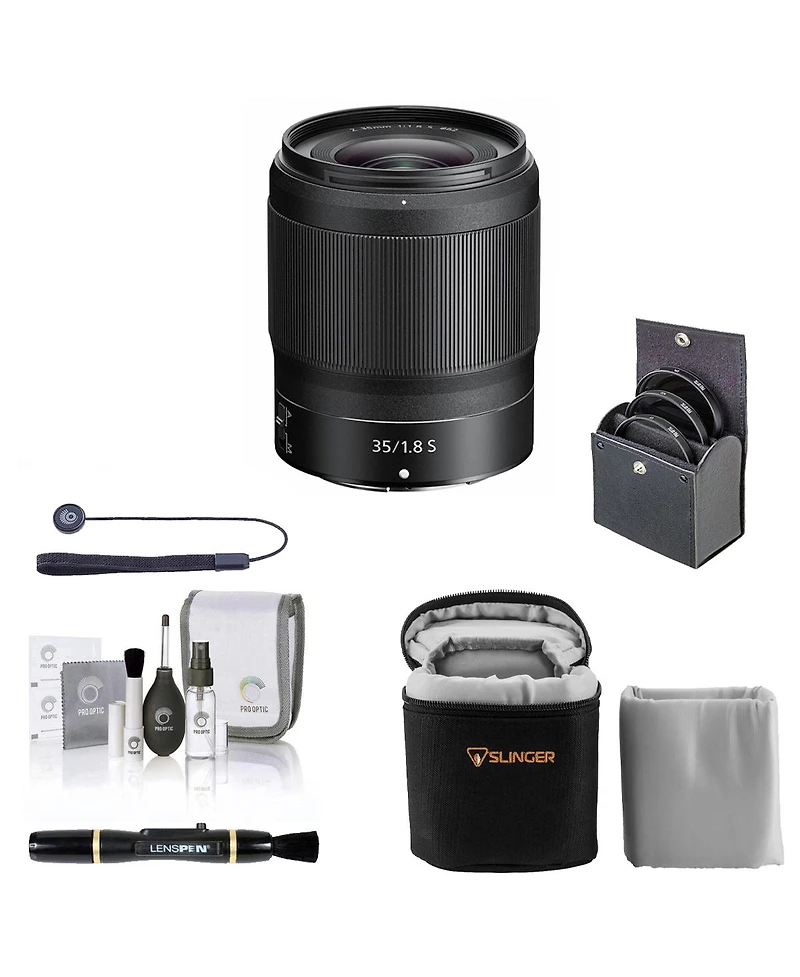 Nikon Nikkor Z 35mm f/1.8 S Lens, Bundle with ProOptic 62mm Filter Kit, Soft Lens Case, Lens Cleaner, Cleaning Kit, Universal Lens Cap Tether