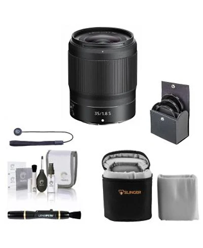Nikon Nikkor Z 35mm F 1.8 S Lens Bundle With Prooptic 62mm Filter Kit Soft Lens Case Lens Cleaner Cleaning Kit Universal Lens Cap Tether