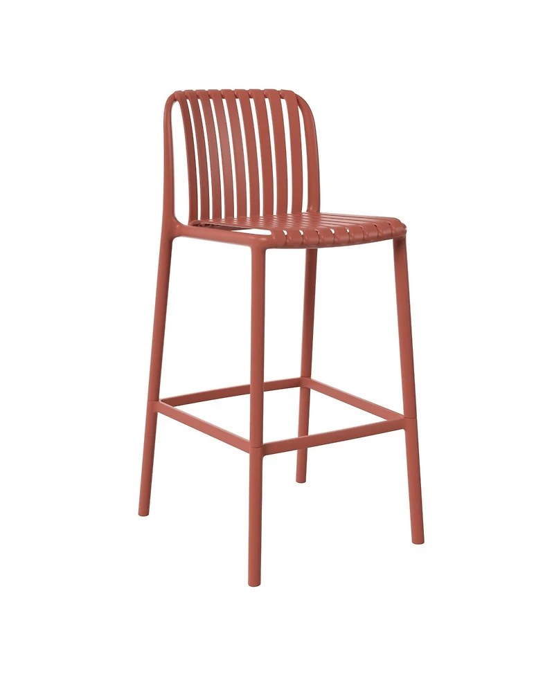 29.5" Outdoor Modern Polypropylene Plastic Patio Bar Height Stools (Set of 2)