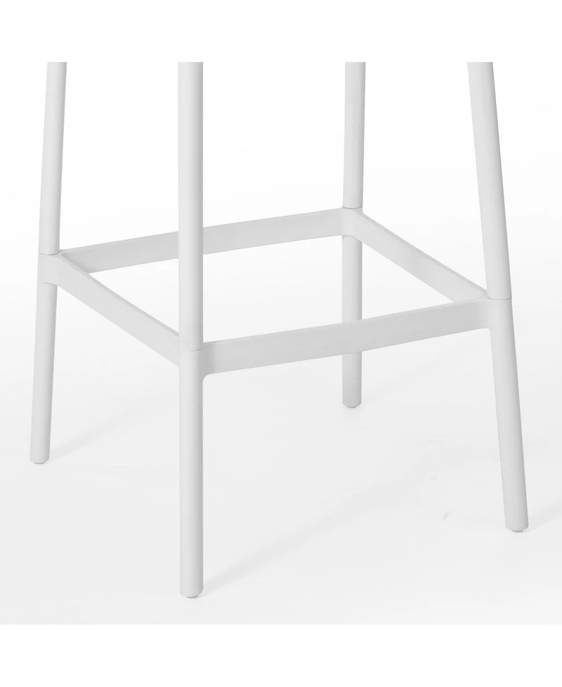 29.5" Outdoor Modern Polypropylene Plastic Patio Bar Height Stools (Set of 2)