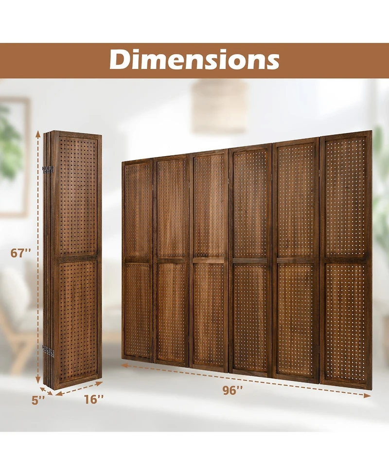 Rotating Pegboard Display with 360° Metal Hinges – Solid Wood Frame for Retail or Home Organization