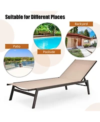 2 Pcs Patio Lounge Chair Chaise Recliner Back Adjustable Garden