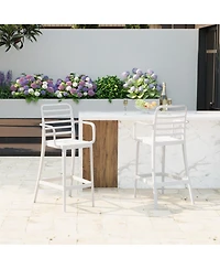 29.5" Outdoor Polypropylene Plastic Patio Bar Height Stools (Set of 2)