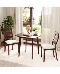 3-Piece Dining Table Set with Wooden Square Kitchen Table and 2 Chairs