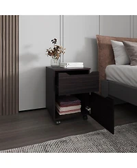 Newriver Nightstand with 1 Door and 1 Drawer , Wengue