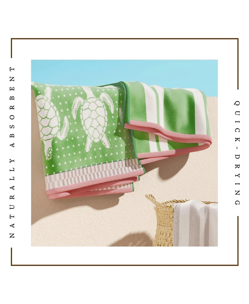 Linery & Co. 100% Cotton Jacquard 2 Pack Summer Beach Towels, 30" x 60"