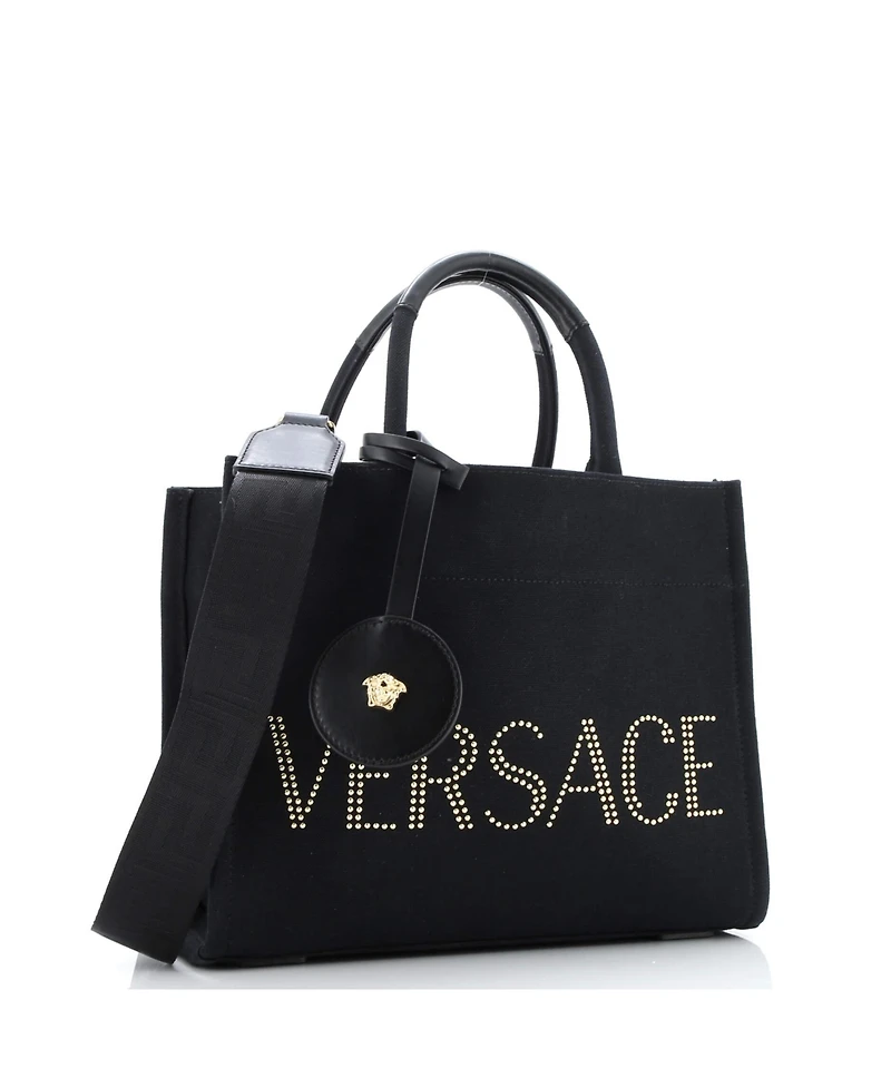 Pre-Owned Versace Medium La Medusa Tote Studded Canvas