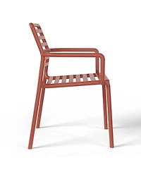 Outdoor Stackable Polypropylene Plastic Resin Dining Armchairs (Set of 4)