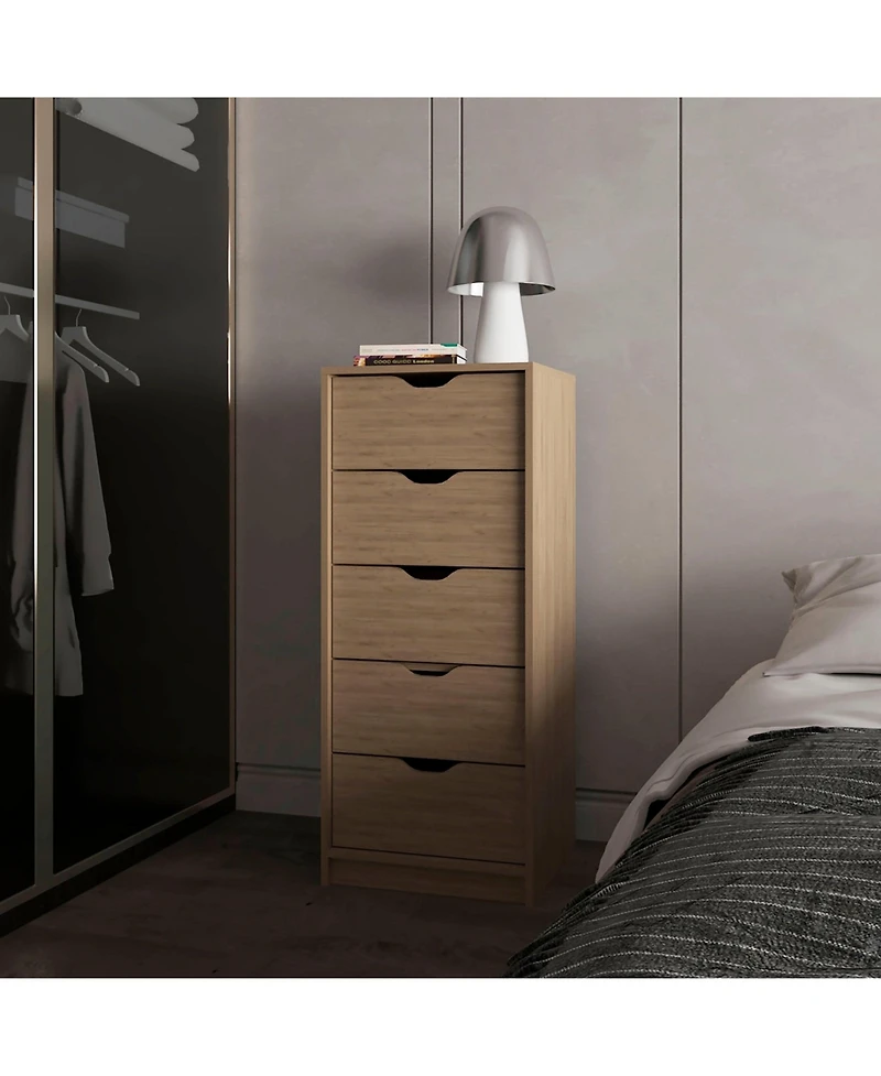Olijato 5-Drawer Dresser for Nurseries and Bedrooms – Modern Space-Saving Storage, Natural Oak