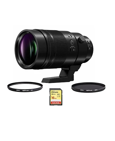 Panasonic Leica Dg Elmarit 200mm f/2.8 Aspherical Lens for Micro Four Thirds, Bundle with Hoya 77mm Uv+Cpl Filter Kit, 32GB Sdhc Card, Cleaning Cloth