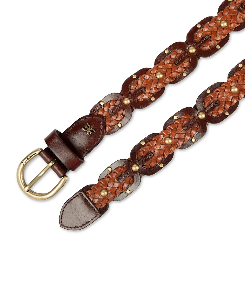 Sam Edelman Women's Western Double-e Link Braided Leather Belt