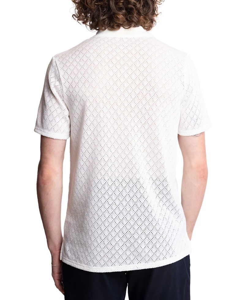 Paisley & Gray Men's Slim Fit Short Sleeve Diamond-Pattern Polo Shirt
