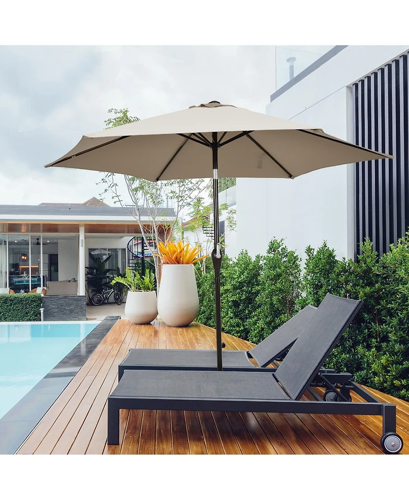 Gymax 9 ft Outdoor Patio Market Table Umbrella Garden Yard w/ Crank 6 Ribs