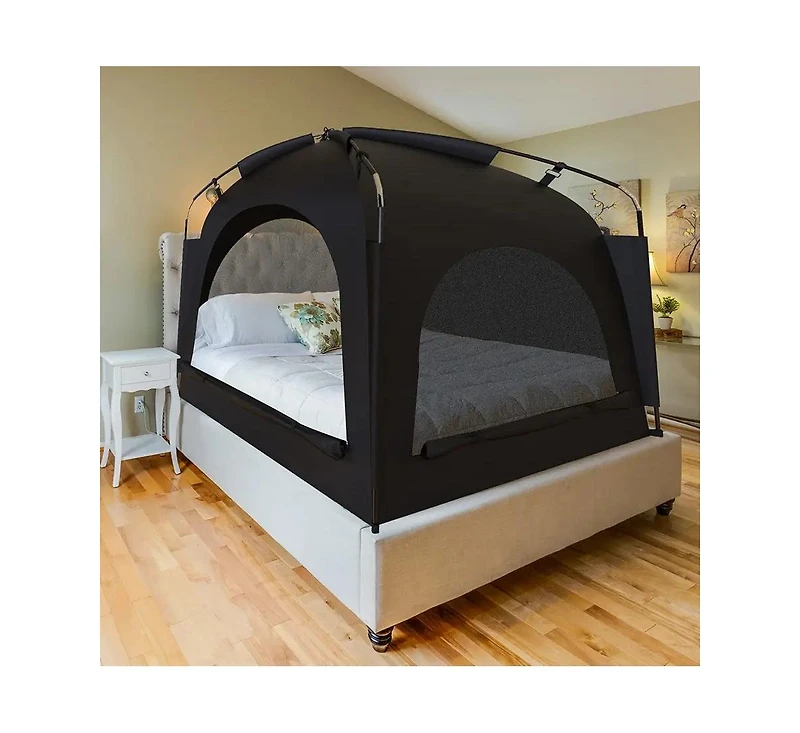 Ayamaya Sanctuary Full Size Indoor Blackout Bed Tent – Privacy Sleep Canopy with Dual Doors, Mesh Windows & iPad Holder – Easy Setup, Li
