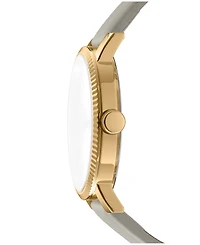 Dkny Women's Soho Maxi Brown Leather Strap Watch, 40mm