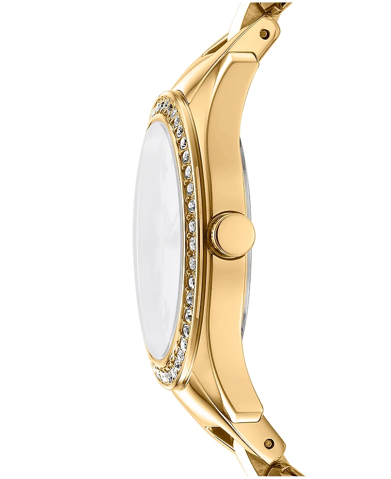 Dkny Women's Astoria Midi Glitz Gold-Tone Stainless Steel Bracelet Watch, 33mm