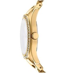 Dkny Women's Astoria Midi Glitz Gold-Tone Stainless Steel Bracelet Watch, 33mm