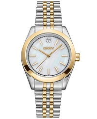 Dkny Women's Nolita Midi White Mop Dial Gold-Two-Tone Stainless Steel Bracelet Watch 32mm