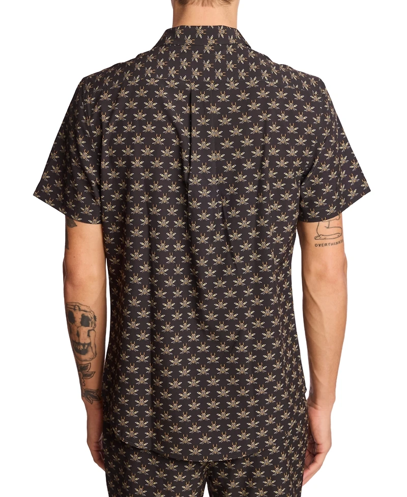 Paisley & Gray Men's Gilby Slim Fit Short Sleeve Printed Button-Front Swim Shirt