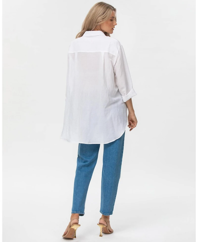 Pietro Brunelli Maternity Oversized Linen Blend Button-Front Lisa Shirt
