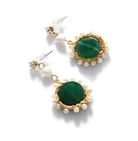 Sohi Women's Cluster Stone Drop Earrings