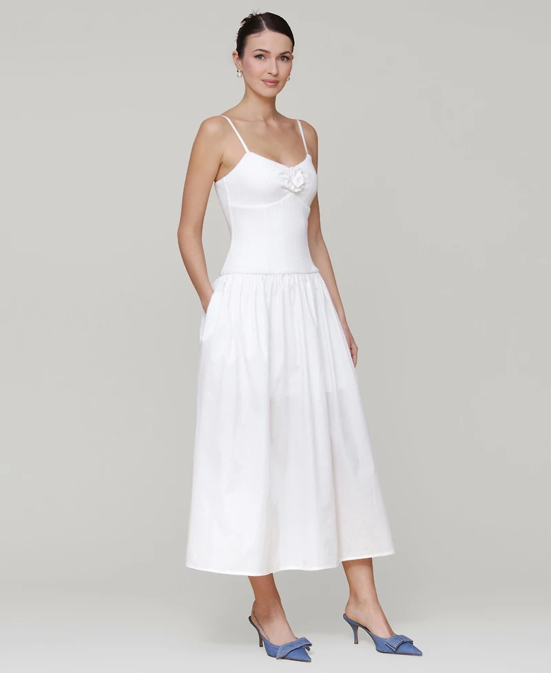 Avec Les Filles Women's Rosette-Trim Drop-Waist Midi Dress