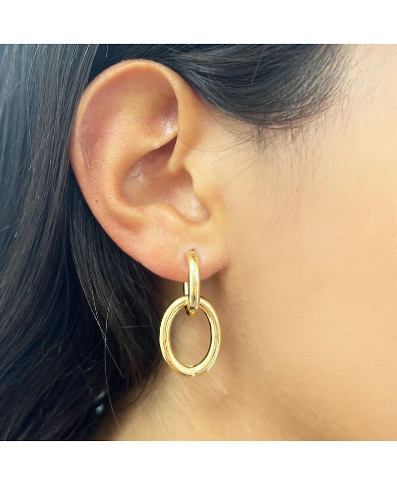 The Lovery Double Oval Link Drop Earrings 14K Gold