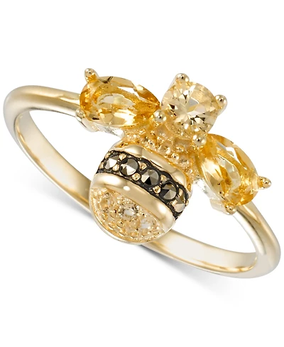 Citrine (1 ct. t.w.) & Marcasite Bee Ring in 18k Gold-Plated Sterling Silver