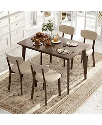 Wooden Dining Table with Rubber Wood Legs for 4 People