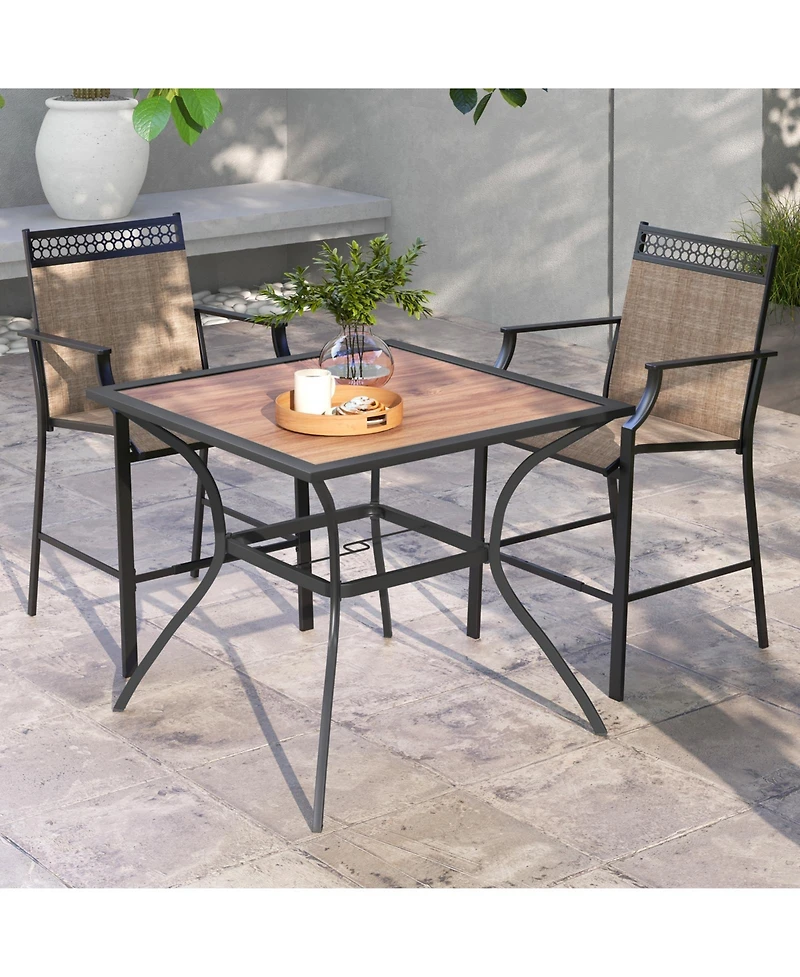 Patio Dining Table for 4 Square Bistro Table with Umbrella Holes