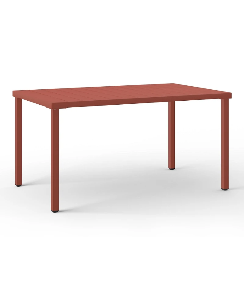 7-Piece Outdoor Rectangular Metal Patio Dining Table Set With Stackable Chairs