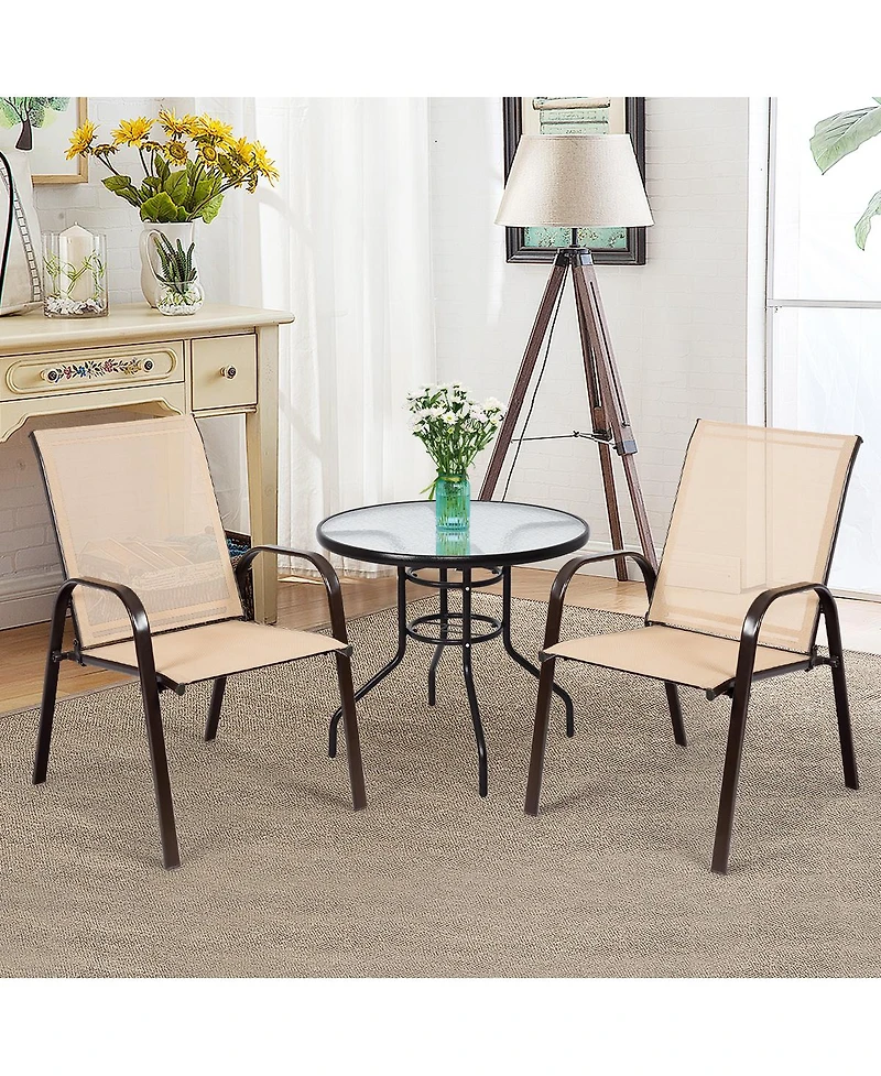 4PCS Patio Chairs Dining Chair Garden Deck Yard W/Armrest