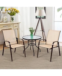 4PCS Patio Chairs Dining Chair Garden Deck Yard W/Armrest