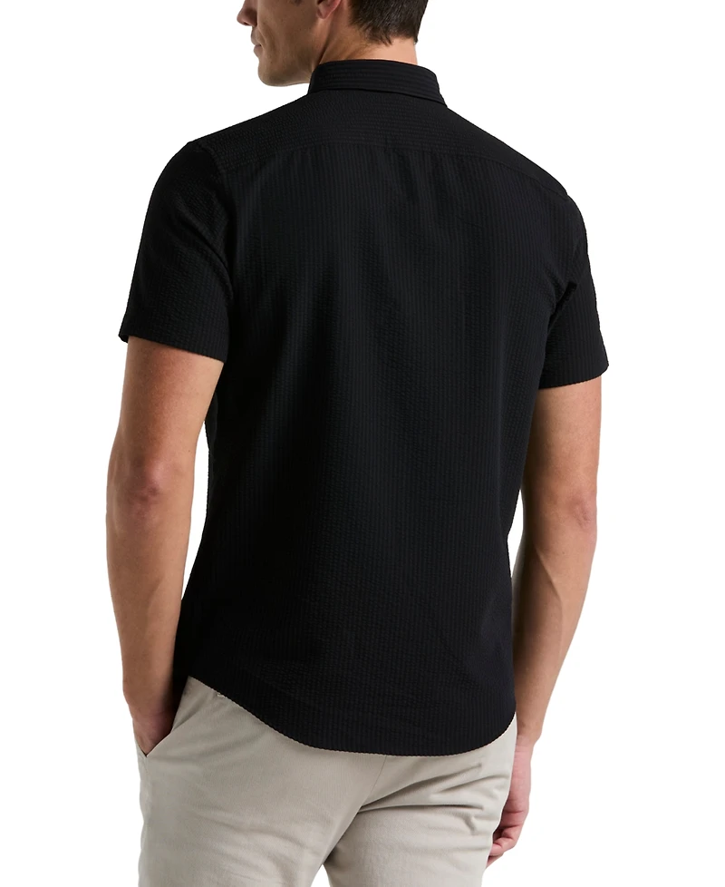 Perry Ellis Men's Slim-Fit Stretch Solid Button-Down Seersucker Shirt