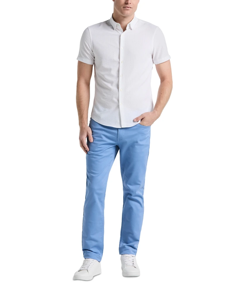 Perry Ellis Men's Slim-Fit Stretch Solid Button-Down Seersucker Shirt