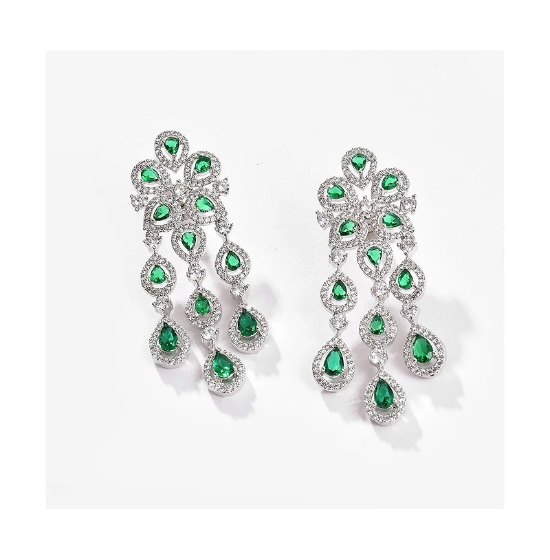 Sohi Women's Silver Plated Designer Stone Jewellery Set