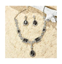 Sohi Women's Silver Plated Designer Stone Jewellery Set