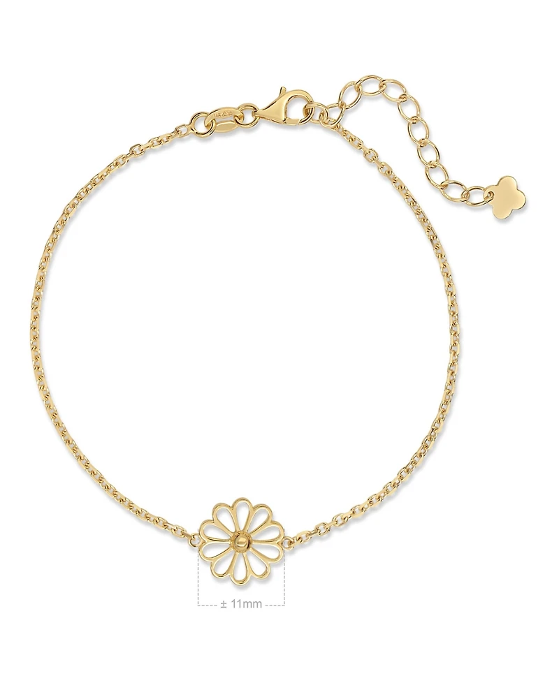 Devata Daisy Flower 11mm Chain Bracelet in 14K Gold, 6.5 in adj to 7.5 in, approx. 2.2 grams.