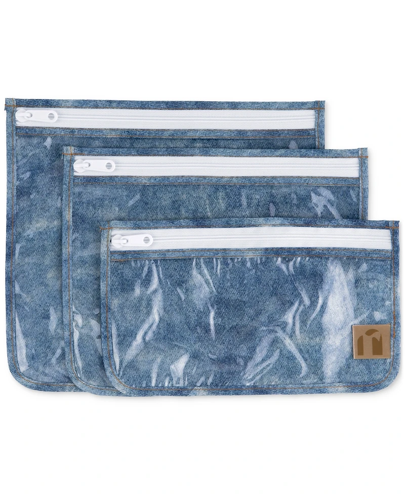 Bumkins Denim Clear Travel Bags, 3 Pack