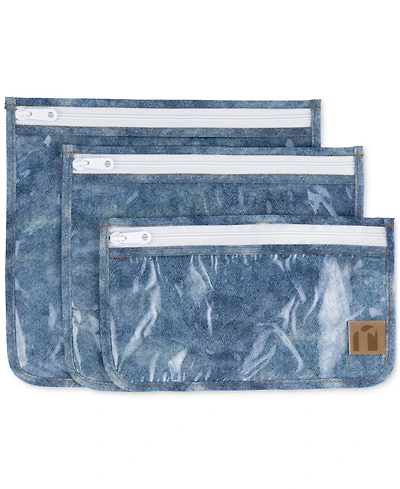 Bumkins Denim Clear Travel Bags, 3 Pack