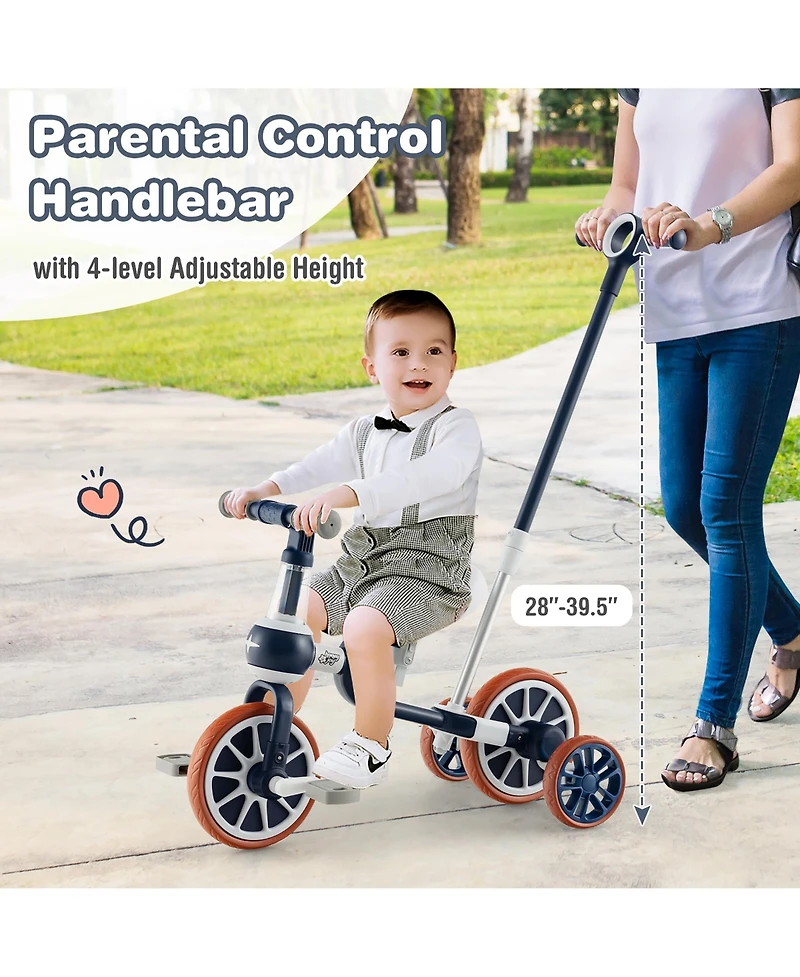 Costway Toddler 4 1 Tricycles with Push Handle & Training Wheels Balance Bike