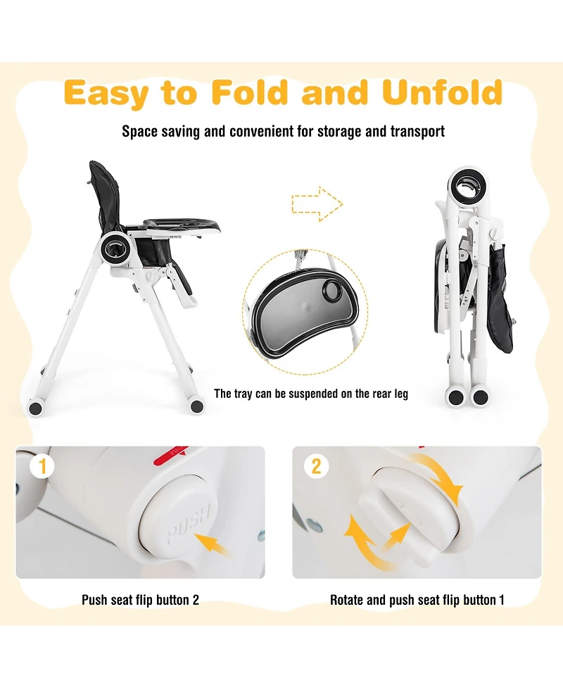 Costway Toddler High Chair Foldable Feeding