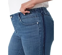 Liverpool Los Angeles Plus Gia Glider Frayed-Hem Cropped Flare Jeans