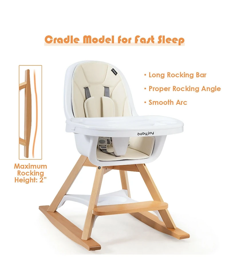 Costway Toddler 3-in-1 Convertible Wooden High Chair Tray Adjustable Legs