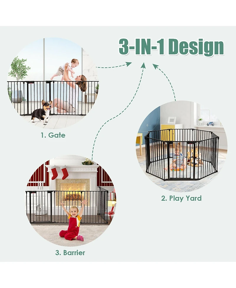 Costway Baby 8 Panel Safe Metal Gate Play Yard