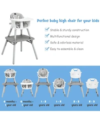 Costway Toddler 4 in 1 High Chair Convertible Table Chair Set with Pu Cushion