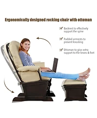 Costway Baby Nursery Relax Rocker Rocking Chair Glider & Ottoman Set w/Cushion
