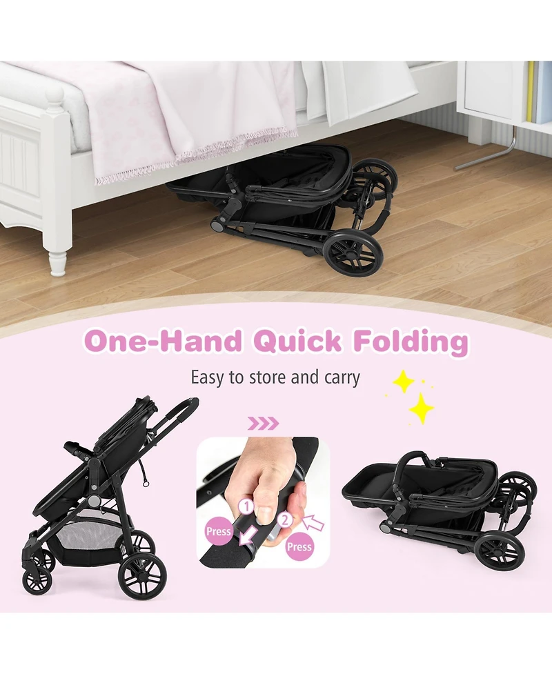 Costway Baby 2 1 Foldable Stroller Travel Newborn