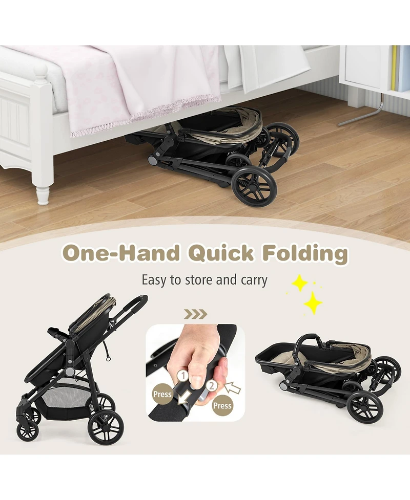 Costway Baby 2 1 Foldable Stroller Travel Newborn